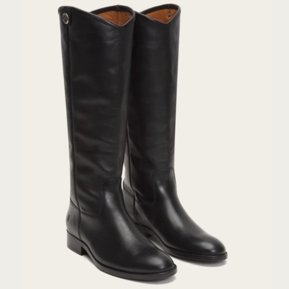 New Women’s Frye Melissa Button 2 Black Leather High Riding Boots Size 7 B